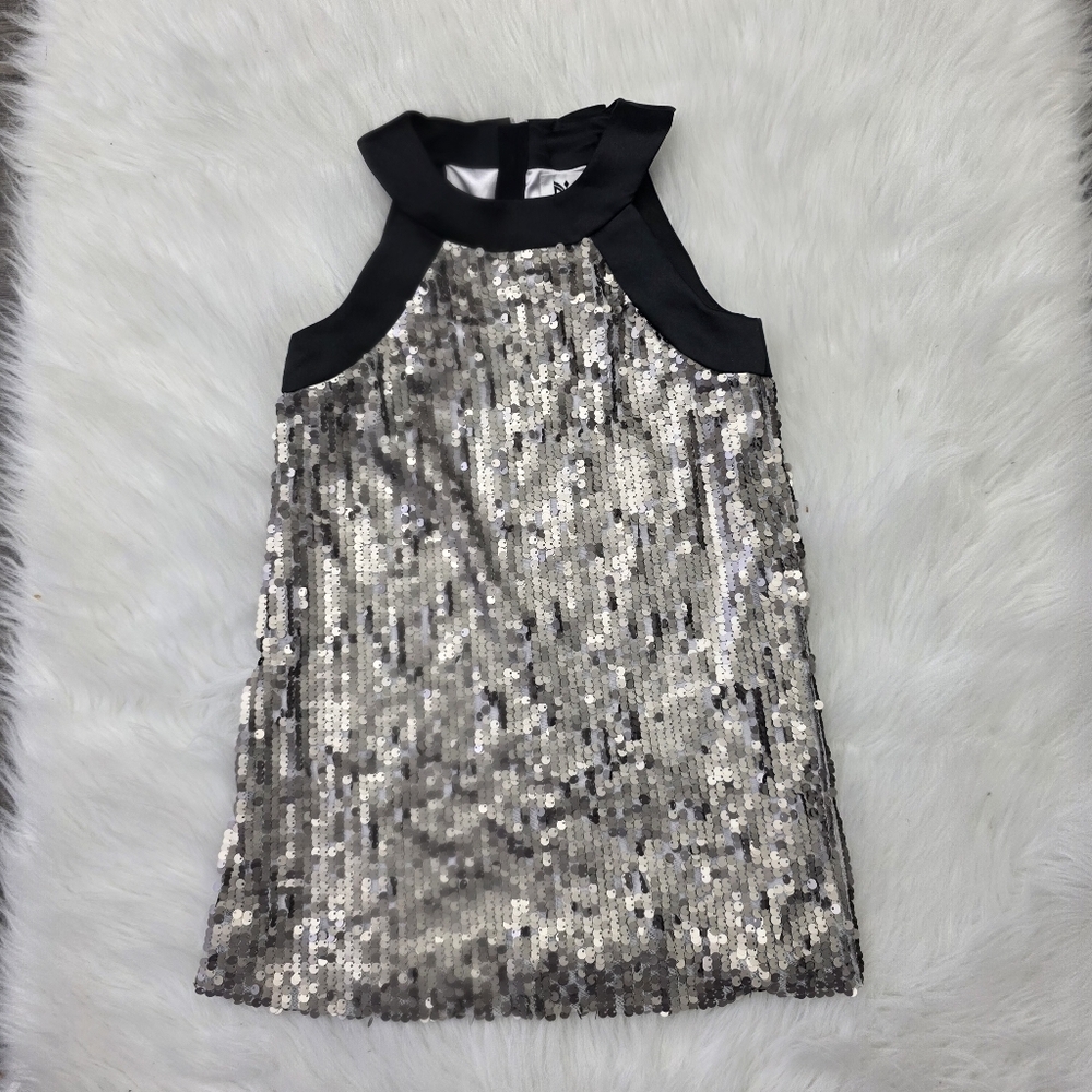 Milly Minis Black and Silver Sequim Dress Size 10